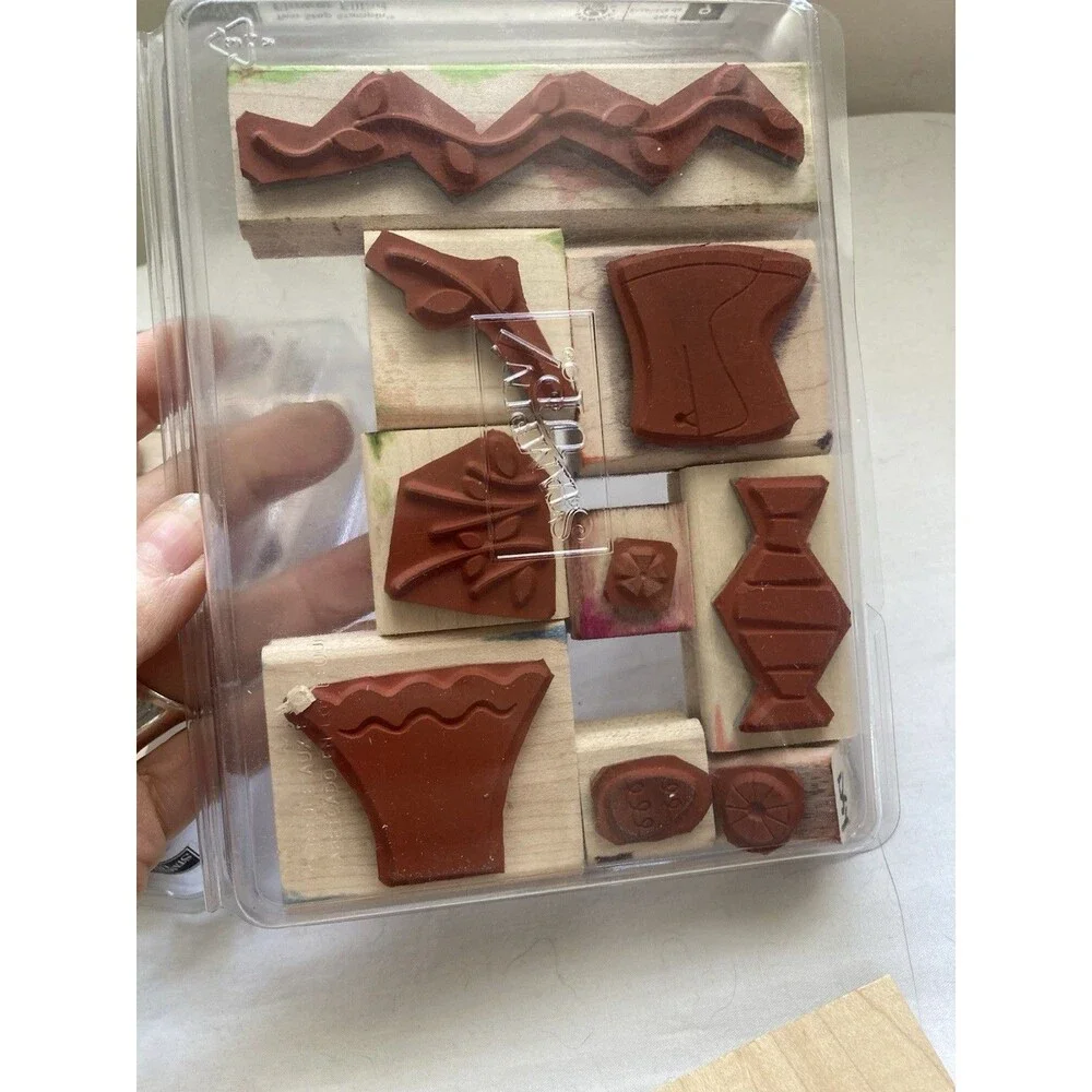 STAMPIN UP & Inkadinkado 18 RUBBER STAMPS New Paris Mona Lisa Chickens Candy